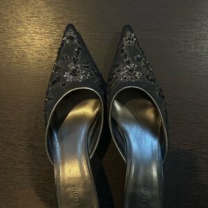 FIONI Clothing Black Glitter Heels